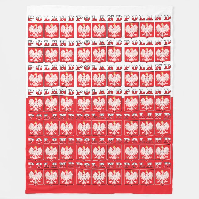 Poland Eagle Flag Shields Fleece Blanket (Front)