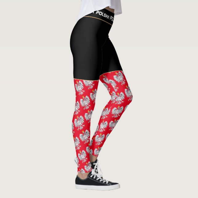Poland & Eagle, Polish Flag fashion /sport fan Leggings (Right)