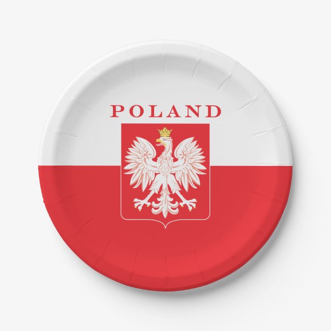 Poland Eagle Red Shield Paper Plate (Front)