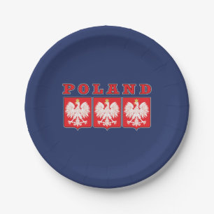 Poland Eagle Shields Paper Plate