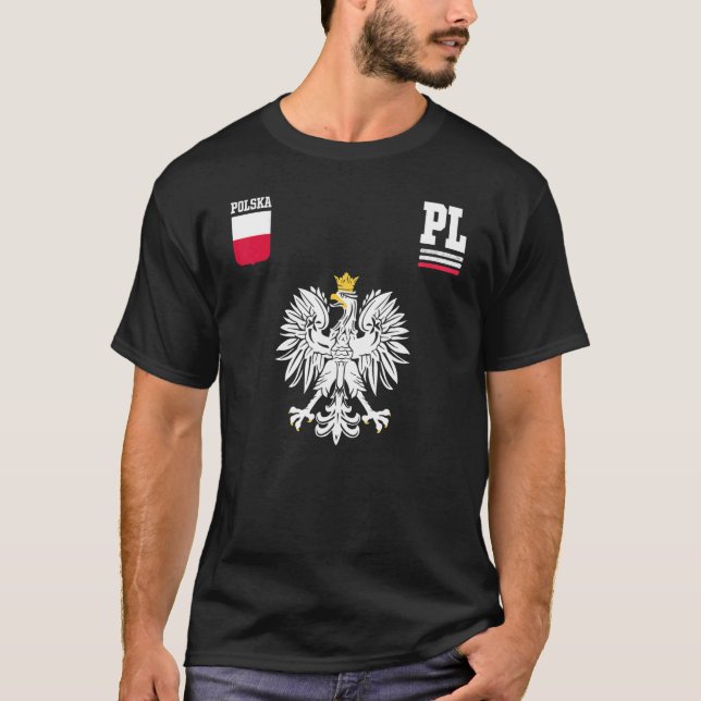 Poland Fan Polish Eagle Polska Flag T-Shirt (Front)