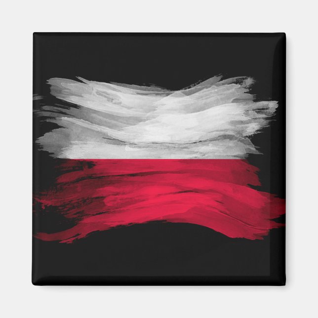 Poland flag brush stroke, national flag magnet (Front)