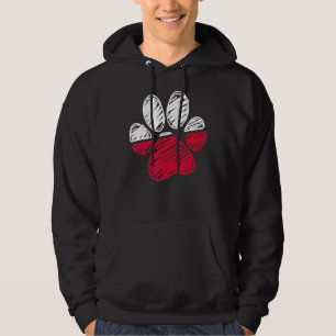 Poland Flag Cat & Dog Paw Polish Love & Support Hoodie