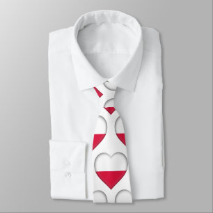 Poland Flag Colours Heart Pattern Neck Tie