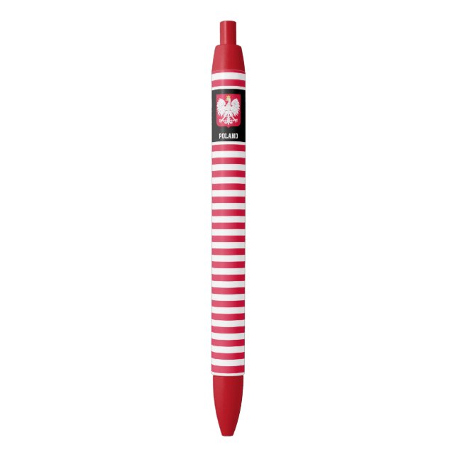 Poland Flag Cute Patriotic Black Ink Pen (Front Vertical)