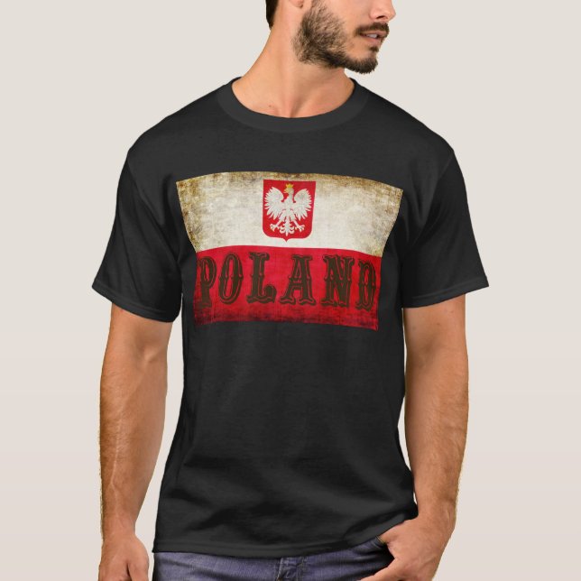 Poland Flag Grunge T-Shirt (Front)
