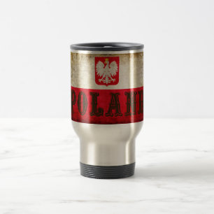 Poland Flag Grunge Travel Mug