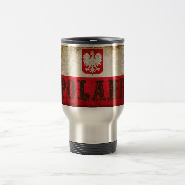 Poland Flag Grunge Travel Mug (Center)
