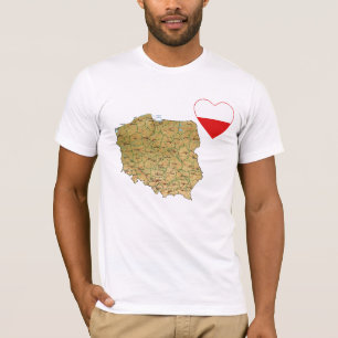 Poland Flag Heart and Map T-Shirt