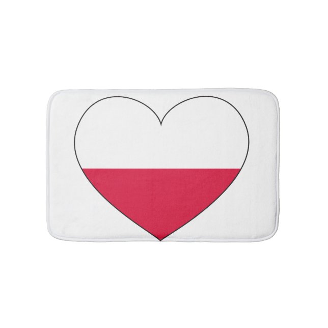 Poland Flag Heart Bath Mat (Front)