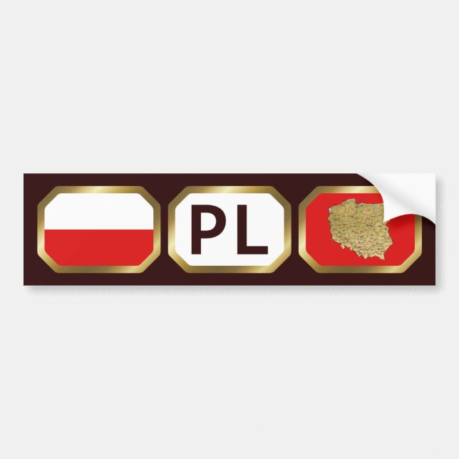 Poland Flag Map Code Bumper Sticker (Front)