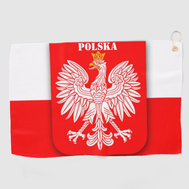 Poland Flag Patriotic Soccer Polska Golf Towel (Horizontal)