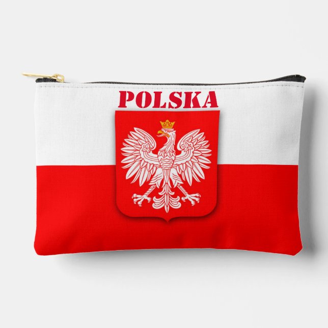 Poland Flag Polska Patriotic Football Soccer  Accessory Pouch (Front)