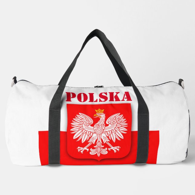 Poland Flag Polska Patriotic Football Soccer  Duffle Bag (Front)