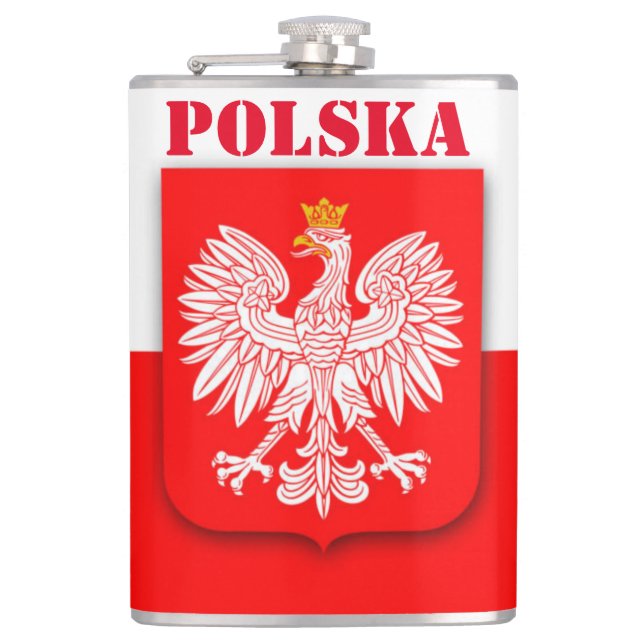 Poland Flag Polska Patriotic Football Soccer  Hip Flask (Front)