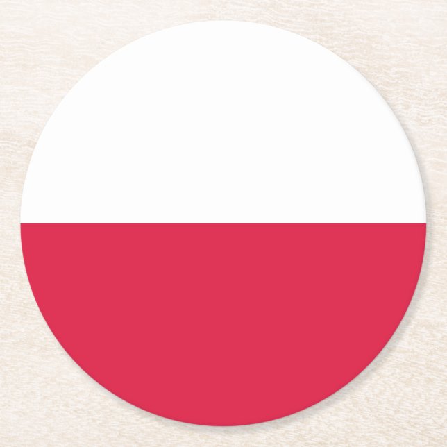 Poland Flag Round Paper Coaster (Front)