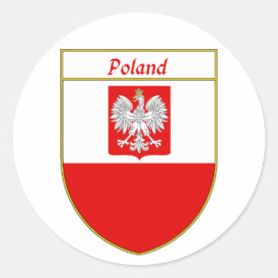 Poland Flag Shield Classic Round Sticker
