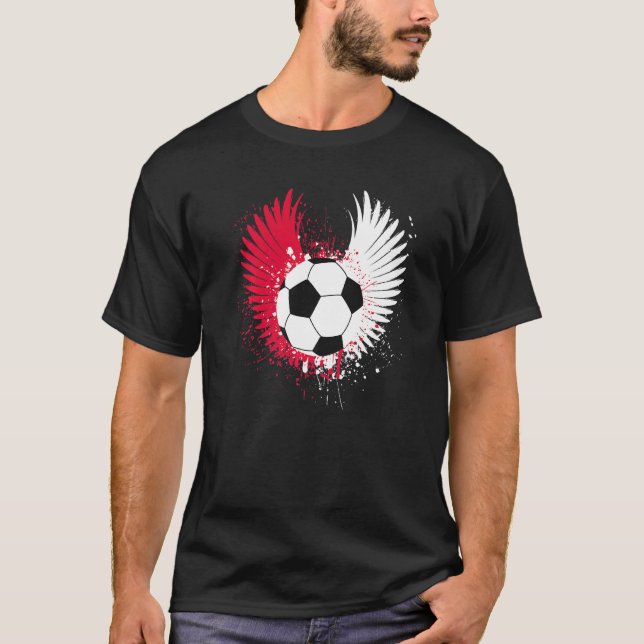Poland Flag Soccer Football Wings Polish Football  T-Shirt (Front)