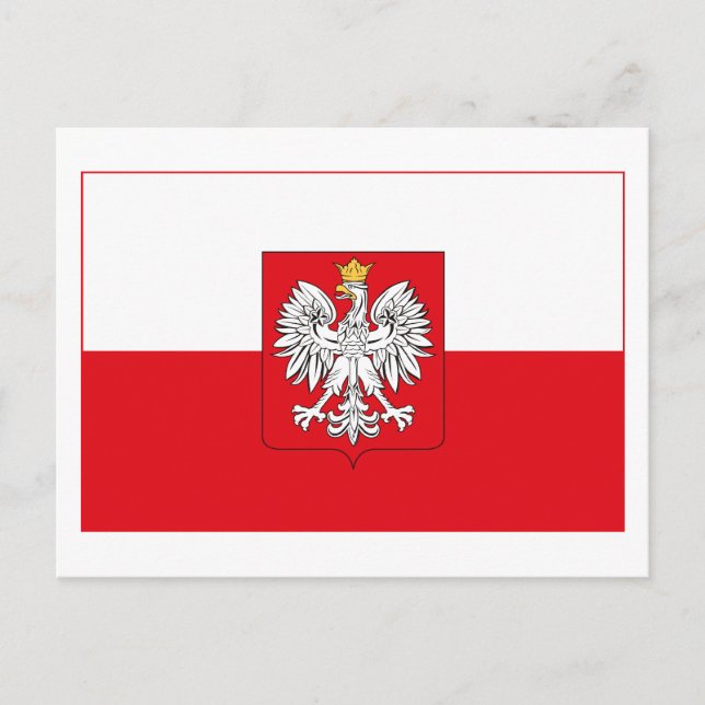 Poland Flag w COA (light) Postcard (Front)