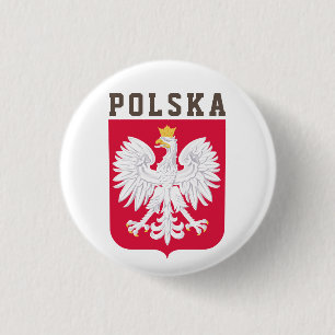 Poland flag (with coat of arms) 3 cm round badge