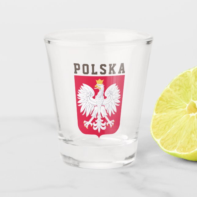 Poland flag (with coat of arms) shot glass (Front)