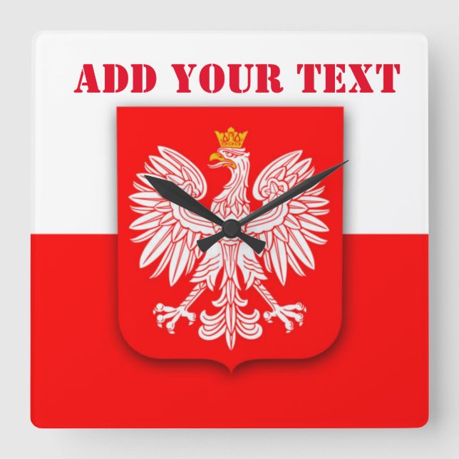 Poland Flag World Cup 2022 Football Soccer Polska Square Wall Clock (Front)