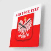 Poland Flag World Cup 2022 Football Soccer Polska Square Wall Clock (Angle)
