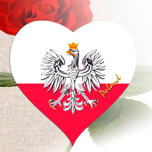 Poland Heart Sticker, Patriotic Polish Flag Heart Sticker