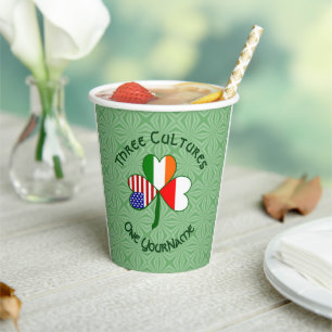 Poland Ireland American Shamrock Flag Personalised Paper Cups