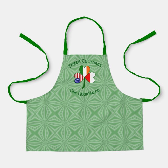 Poland Irish American Flags Shamrock Personalised  Apron (Front)