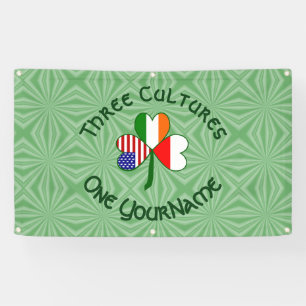Poland Irish American Flags Shamrock Personalised Banner