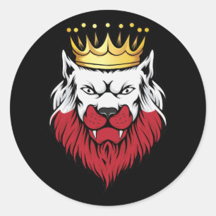 Poland Lion King Flag Classic Round Sticker