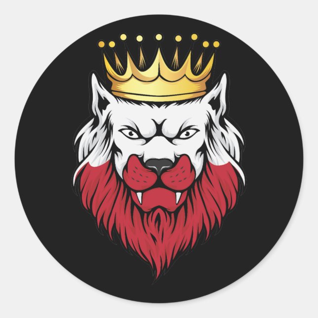 Poland  Lion King Flag  Classic Round Sticker (Front)