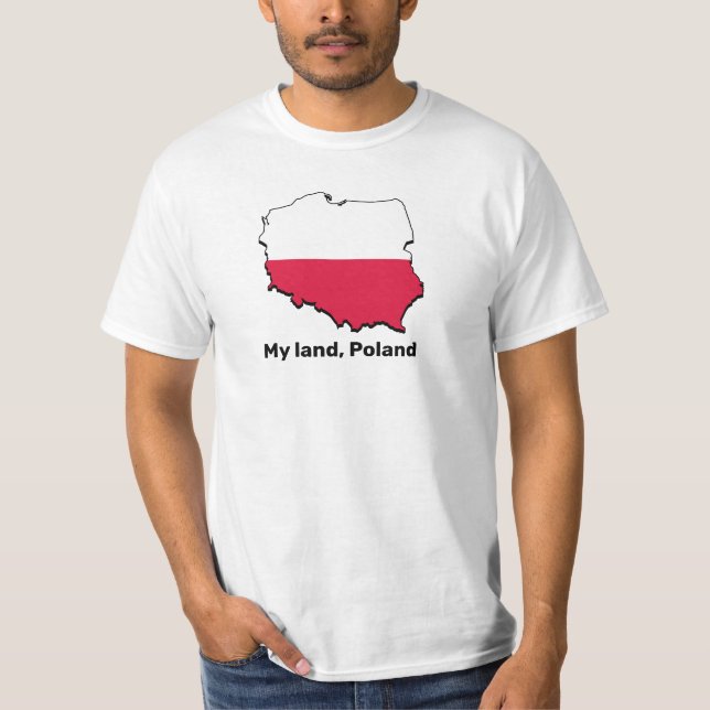 Poland Map and Flag printed on T-Shirt (Front)