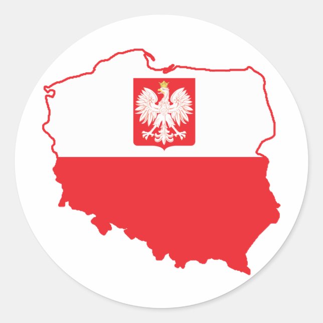 Poland Map In Polish Colours Classic Round Sticker (Front)