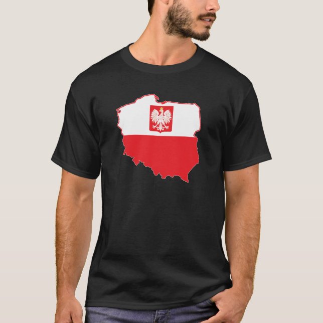 Poland Map In Polish Colours T-Shirt (Front)