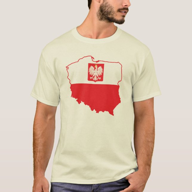 Poland Map In Polish Colours T-Shirt (Front)