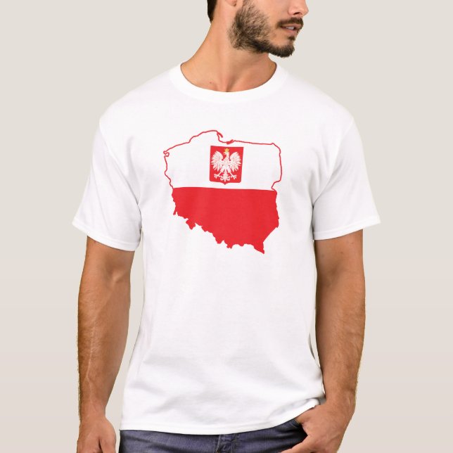 Poland Map In Polish Colours T-Shirt (Front)