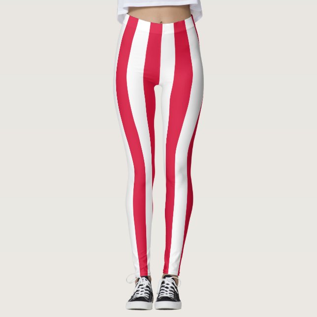 Poland National Flag Colours Vertical Striped Leggings (Front)