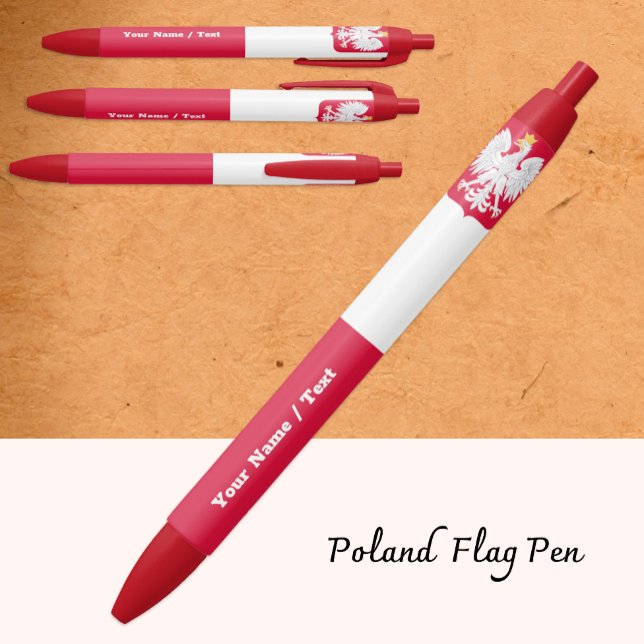 Poland Pen, Polish Flag Pen, Personalised Black Ink Pen (Creator Uploaded)