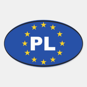 Poland PL European Union Oval Sticker