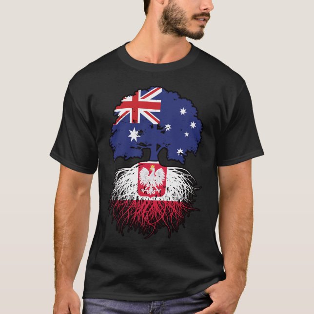 Poland Polish Australian Australia Tree Roots Flag T-Shirt (Front)
