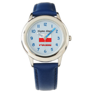 Poland Polish Flag Black Personalisation  Watch