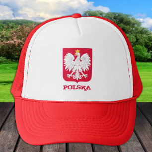 Poland & Polish Flag Hat, Eagle Herb Polski Truck Trucker Hat