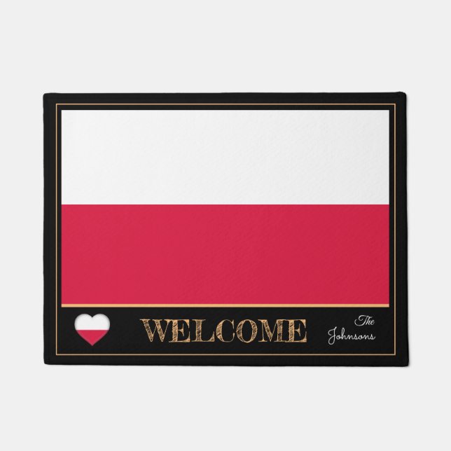 Poland & Polish Flag house mats/sports Welcome Doormat (Front)