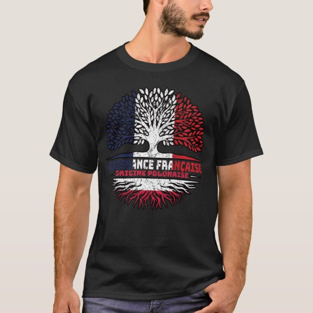Poland Polish French France Tree Roots Flag T-Shirt (Front)