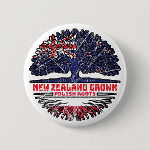 Poland Polish New Zealander New Zealand Tree Roots 6 Cm Round Badge