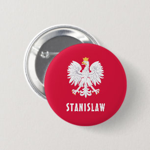Poland Polish Red White Eagle Polska Custom Name 6 Cm Round Badge