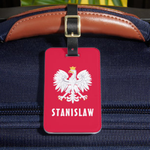Poland Polish Red White Eagle Polska Custom Name Luggage Tag