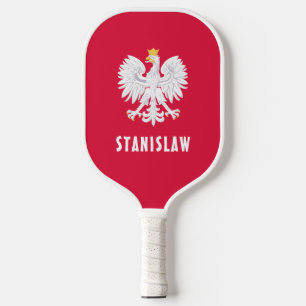 Poland Polish Red White Eagle Polska Custom Name Pickleball Paddle
